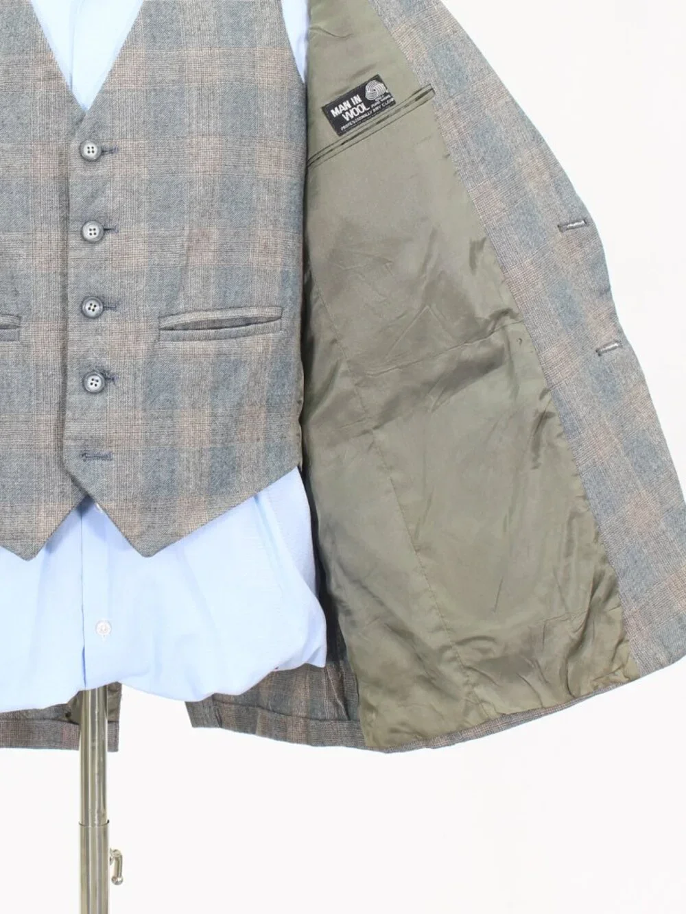 Vintage 1970s 40S 35x28 Gray Full Suit 2-Button Solid R929